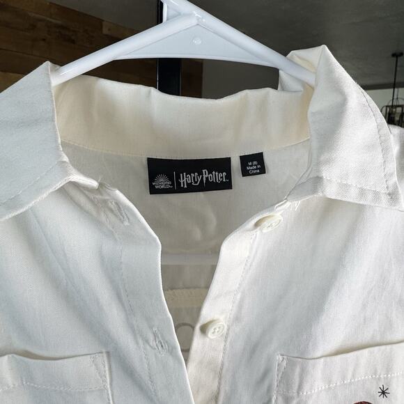 Harry Potter White Long Sleeve Button Front Shirt Girl 8 - Picture 7 of 7